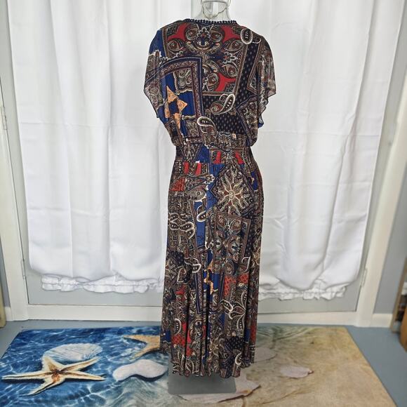 Kate and Lily Paisley Mesh Boho Maxi Dress Pockets 16W - Picture 4 of 9